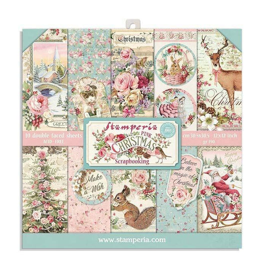 Stamperia Pink Christmas 8x8 Inch Paper Pack (SBBS16) -|