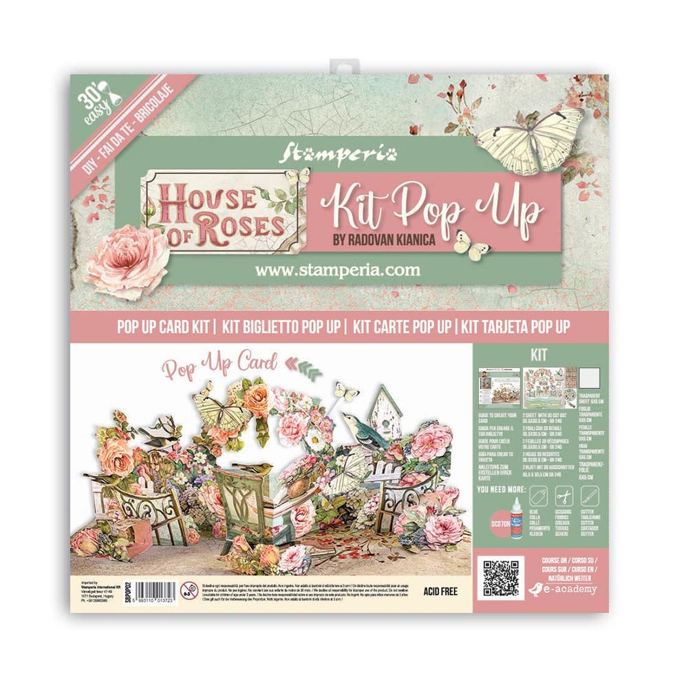 Stamperia Pop Up Kit 12x12 Inch House of Roses (SBPOP02)