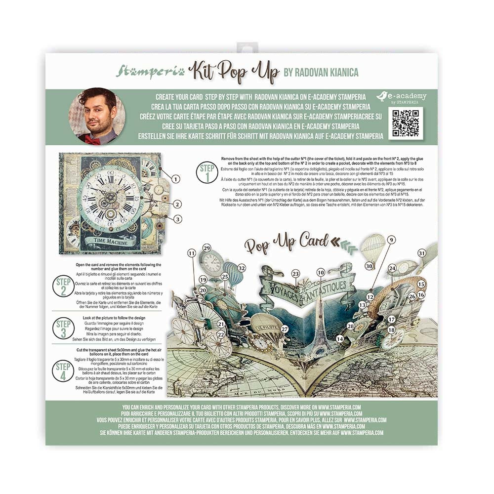 Stamperia Pop Up Kit 12x12 Inch Voyages Fantastiques Balloon (SBPOP03)