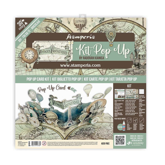 Stamperia Pop Up Kit 12x12 Inch Voyages Fantastiques Balloon (SBPOP03)