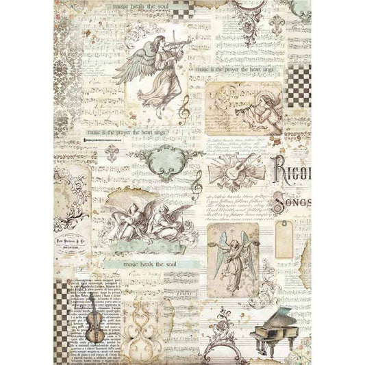 Stamperia Rice Paper A3 Angels & Music DFSA3002 for Decoupage