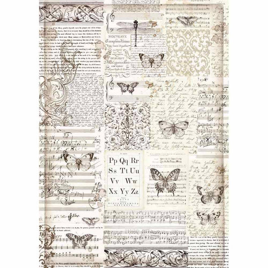 Stamperia Rice Paper A3 Butterflies DFSA3003 for Decoupage