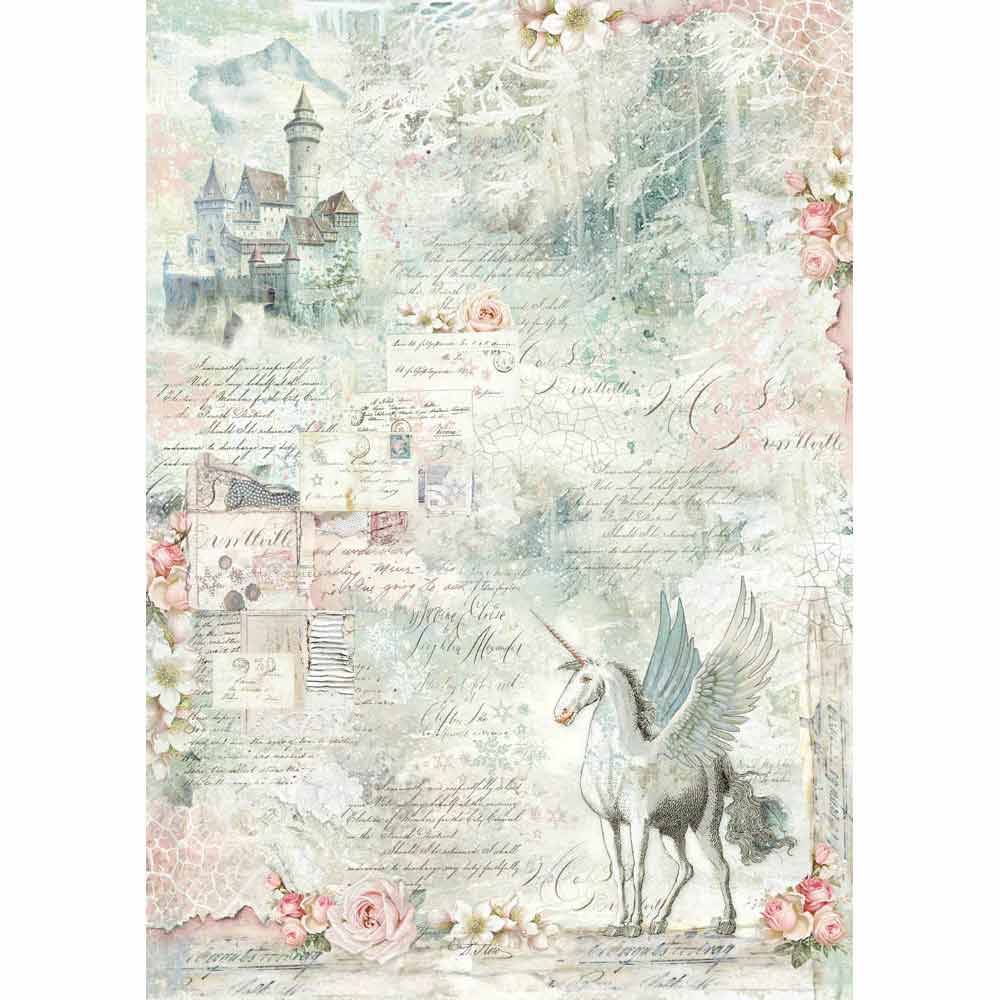 Stamperia Rice Paper A3 Unicorn Fantasy DFSA3001 for Decoupage