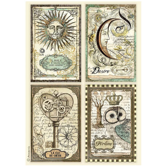 Stamperia Rice Paper A4 Alchemy 4 cards (DFSA4661)