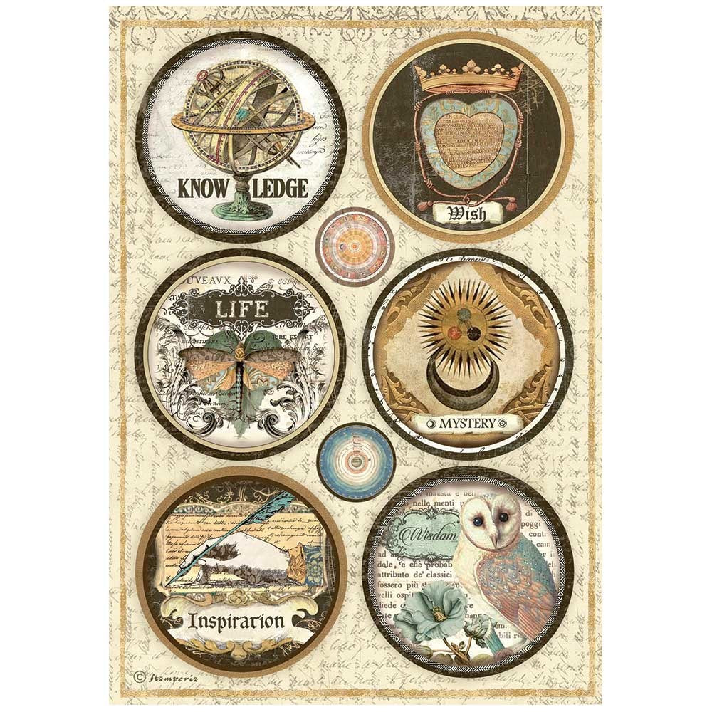 Stamperia Rice Paper A4 Alchemy Rounds (DFSA4662)