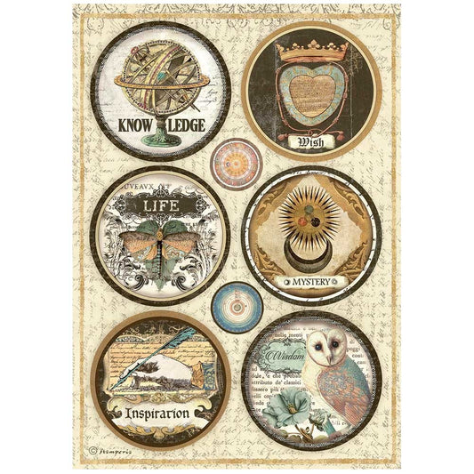 Stamperia Rice Paper A4 Alchemy Rounds (DFSA4662)