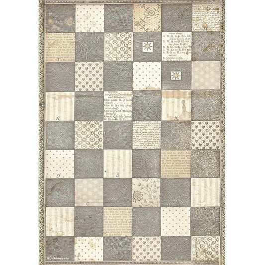 Stamperia Rice Paper A4 Alice Chessboard (DFSA4605)