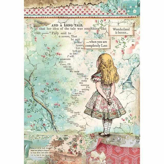 Stamperia Rice Paper A4 Alice in Wonderland for Decoupage DFSA4349