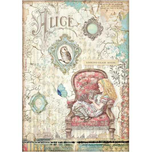 Stamperia Rice Paper A4 Alice Looking-glass House (GFSA4601)