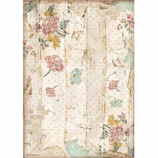 Stamperia Rice Paper A4 Alice Wall Texture (DFSA4603)