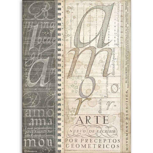 Stamperia Rice Paper A4 Alphabet (DFSA4525)