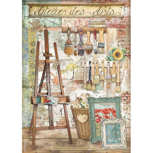 Stamperia Rice Paper A4 Atelier des Arts Easel (DFSA4551)