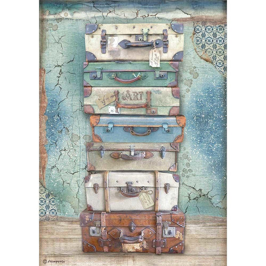 Stamperia Rice Paper A4 Atelier Luggage (DFSA4547)