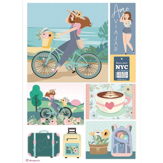 Stamperia Rice Paper A4 Bycicle (DFSA4423) for Decoupage