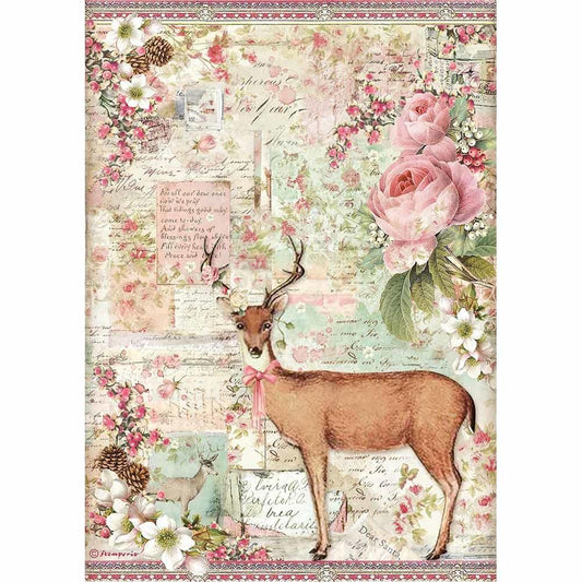 Stamperia Rice Paper A4 Christmas Deer (DFSA4474)