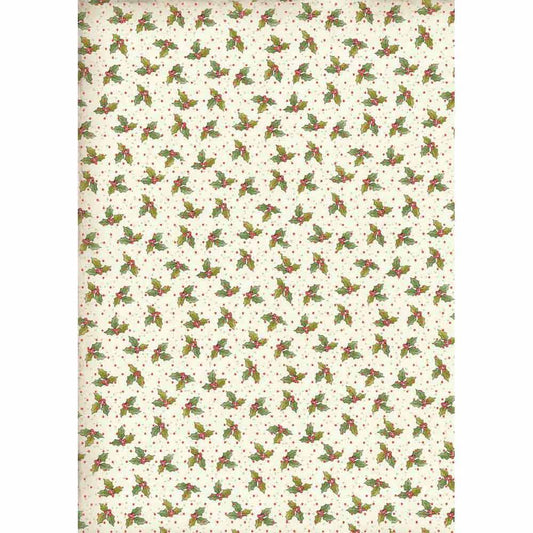 Stamperia Rice Paper A4 Christmas Vintage Holly DFSA4311 for Decoupage