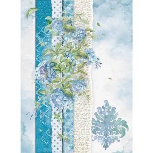 Stamperia Rice Paper A4 Flowers For You Light Blue (DFSA4417) for Decoupage