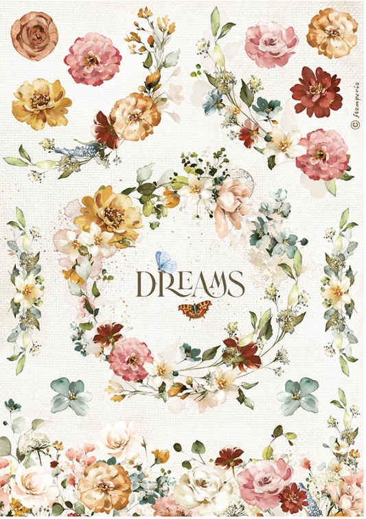 Stamperia Rice Paper A4 Garden of Promises Dreams (DFSA4693)