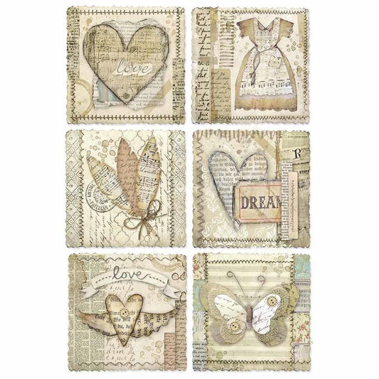 Stamperia Rice Paper A4 Heart Frames (DFSA4443) for Decoupage
