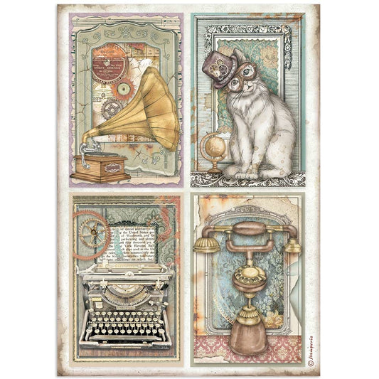 Stamperia Rice Paper A4 Lady Vagabond Lifestyle 4 Cards (DFSA4647)