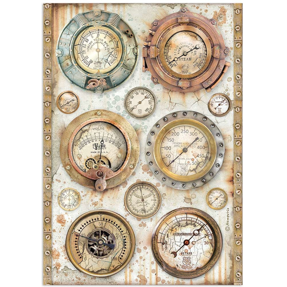Stamperia Rice Paper A4 Lady Vagabond Lifestyle Barometers (DFSA4648)