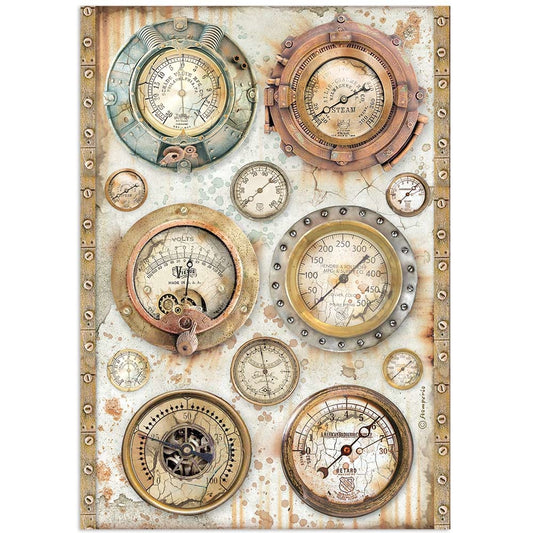 Stamperia Rice Paper A4 Lady Vagabond Lifestyle Barometers (DFSA4648)