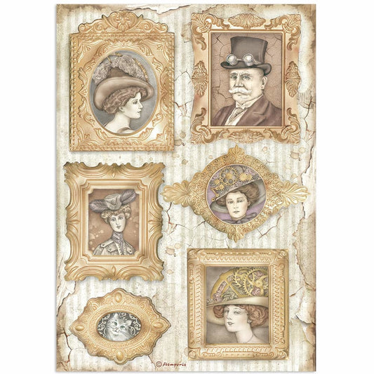 Stamperia Rice Paper A4 Lady Vagabond Lifestyle Frames (DFSA4644)