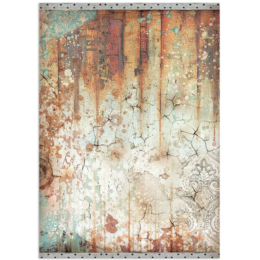 Stamperia Rice Paper A4 Lady Vagabond Lifestyle Rust Effect (DFSA4650)