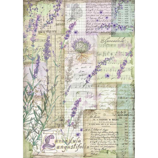 Stamperia Rice Paper A4 Lavender Fantasy (DFSA4455) for Decoupage