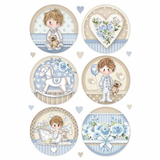 Stamperia Rice Paper A4 Little Boy Round (DFSA4453) for Decoupage -|