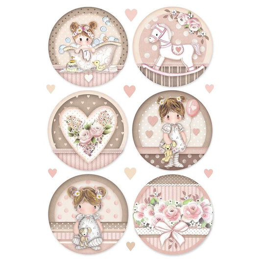 Stamperia Rice Paper A4 Little Girl Round (DFSA4451) -|