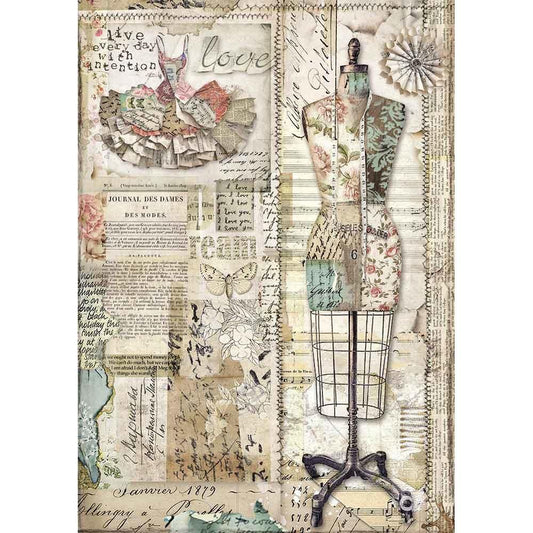 Stamperia Rice Paper A4 Mannequin (DFSA4442) for Decoupage