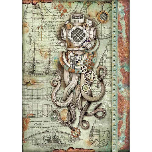 Stamperia Rice Paper A4 Octopus (DFSA4435) for Decoupage