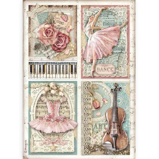Stamperia Rice Paper A4 Passion Cards (DFSA4542)