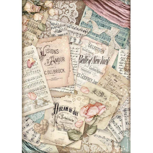 Stamperia Rice Paper A4 Passion Vision d'Amour (DFSA4541)