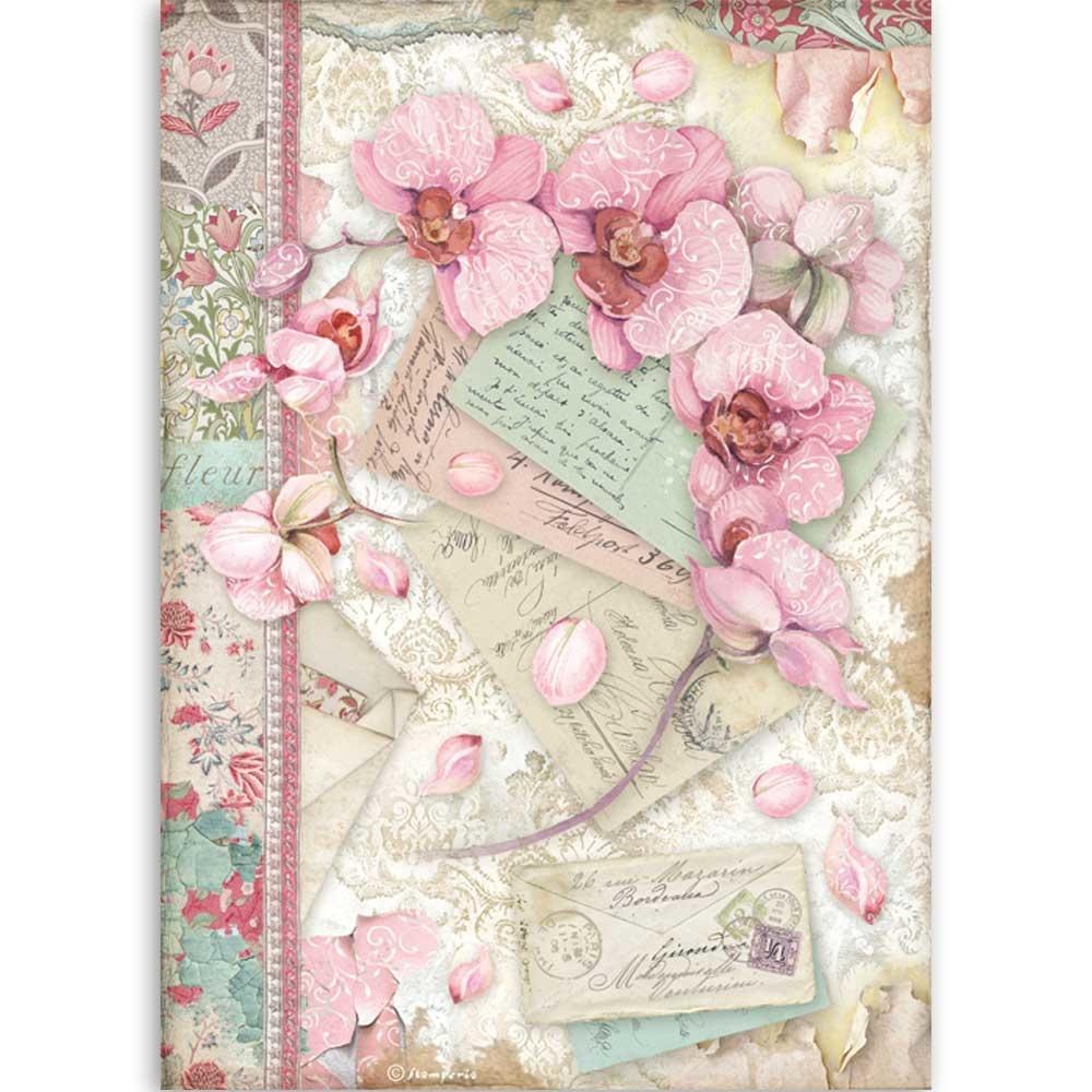 Stamperia Rice Paper A4 Pink Orchid (DFSA4512)