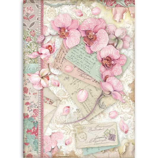 Stamperia Rice Paper A4 Pink Orchid (DFSA4512)