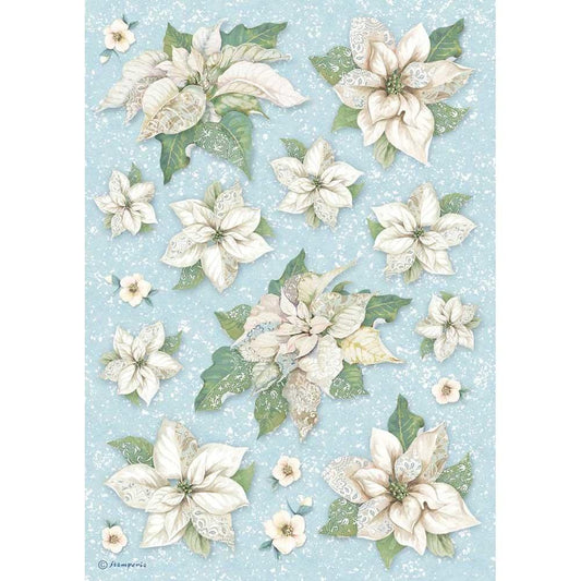 Stamperia Rice Paper A4 Poinsettia Texture (DFSA4494)