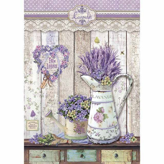 Stamperia Rice Paper A4 Provence Shabby Watering Cans DFSA4365 for Decoupage