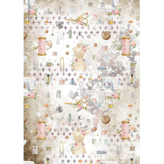 Stamperia Rice Paper A4 Romantic Threads Embellishment (DFSA4566)