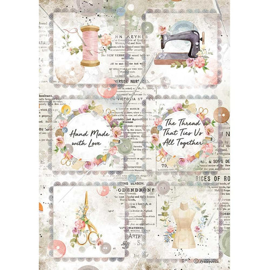Stamperia Rice Paper A4 Romantic Threads Mini Cards (DFSA4568)