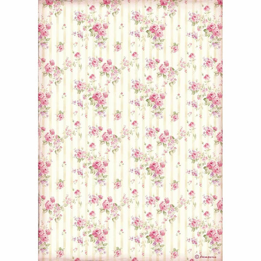 Stamperia Rice Paper A4 Rose Wallpaper (DFSA4505)