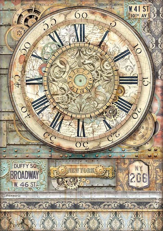 Stamperia Rice Paper A4 Sir Vagabond Aviator Clock (DFSA4703)