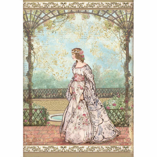 Stamperia Rice Paper A4 Sleeping Beauty Princess (DFSA4571) for Decoupage