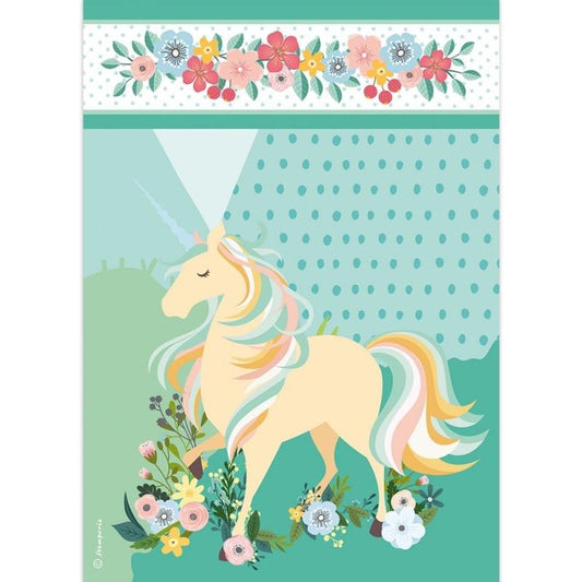 Stamperia Rice Paper A4 Unicorn (DFSA4420) for Decoupage