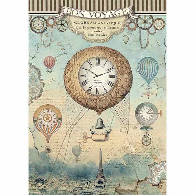 Stamperia Rice Paper A4 Voyages Fantastiques Balloon DFSA4370 for Decoupage