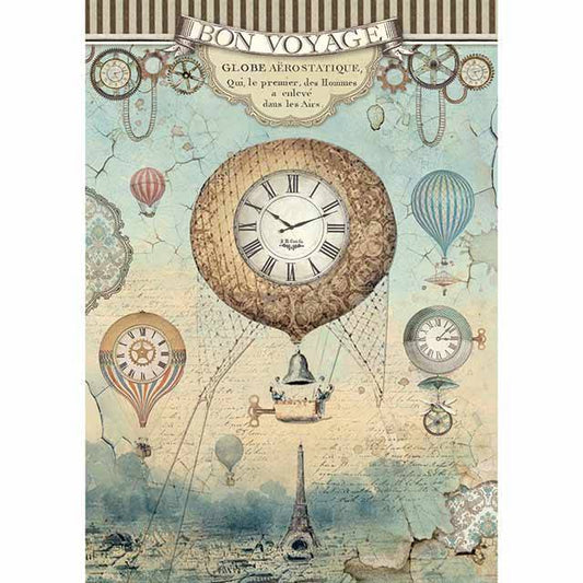 Stamperia Rice Paper A4 Voyages Fantastiques Balloon DFSA4370 for Decoupage