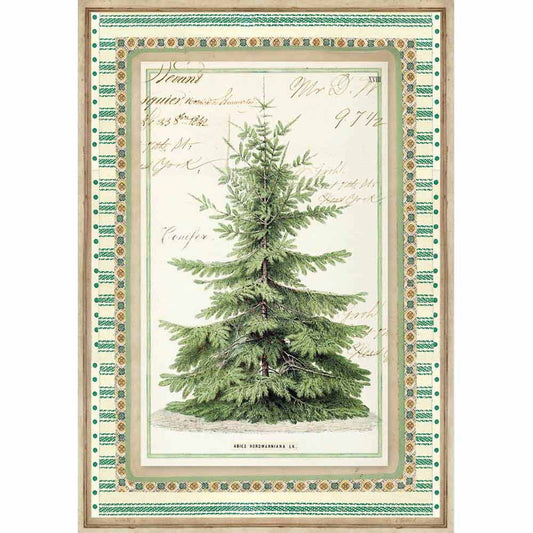 Stamperia Rice Paper A4 Winter Botanic Christmas Tree DFSA4327 for Decoupage
