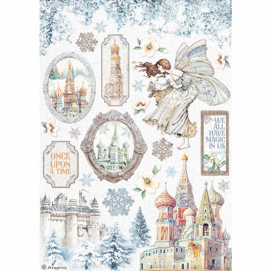 Stamperia Rice Paper A4 Winter Tales Castle (DFSA4584)
