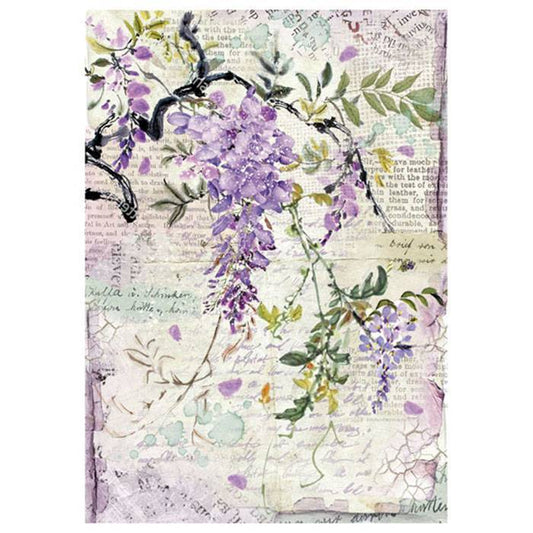 Stamperia Rice Paper A4 Wisteria DFSA4227 for Decoupage